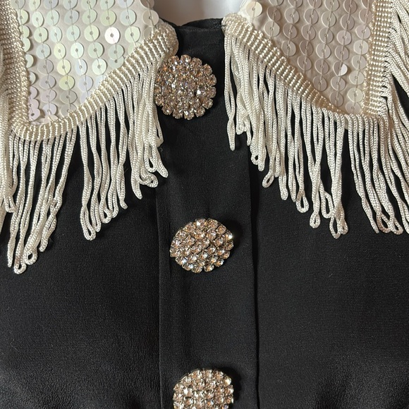 Alessandra Rich Embellished Silk- crepe mini dress in black, size large. - Picture 2 of 8